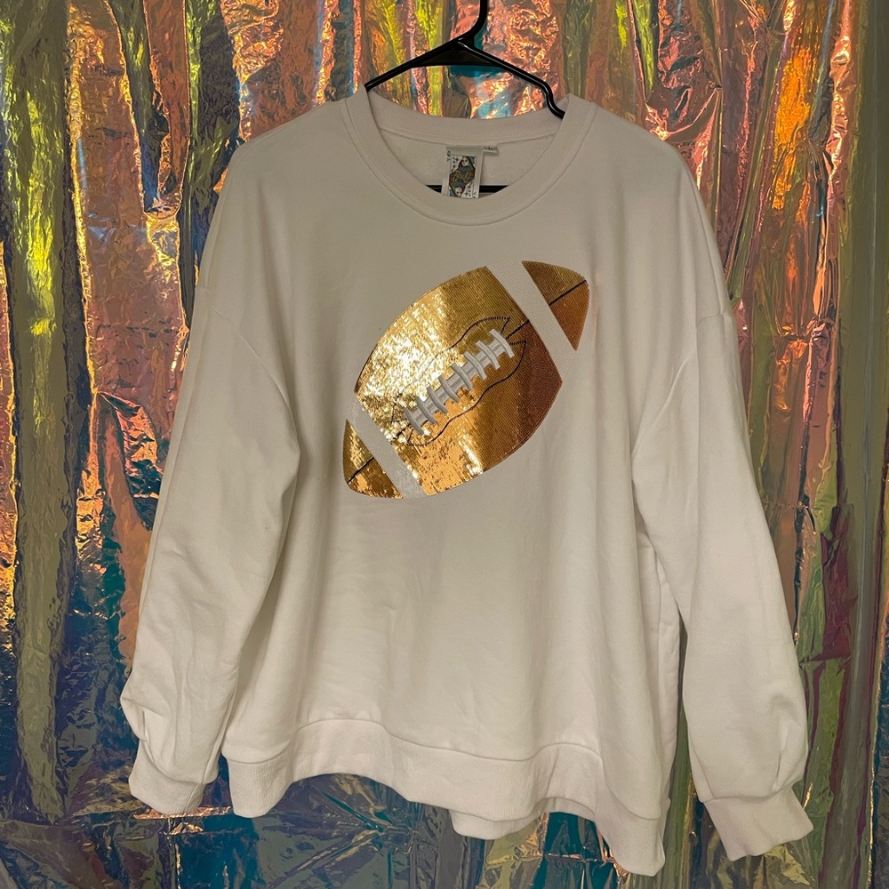 Queen of Sparkles Football Sweatshirt Gold EUC Size L